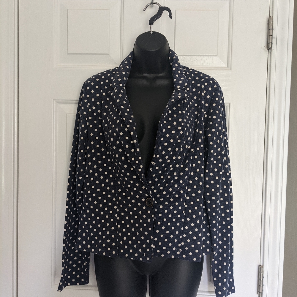 Navy blue polkadot blazer XL